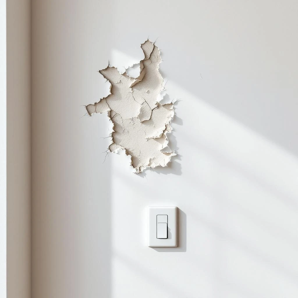 Peinture qui cloque et se decolle a cause de l'humidite - signe typique necessitant un traitement